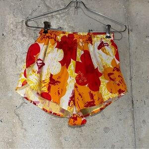 Boa USA yellow red floral hibiscus running shorts medium